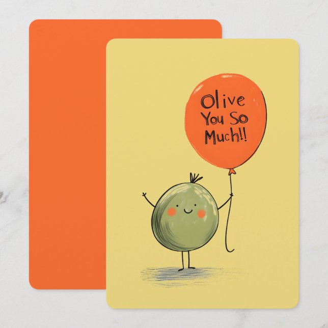 Olive You So Much – A Balloon and Smile Invitation (Front/Back)