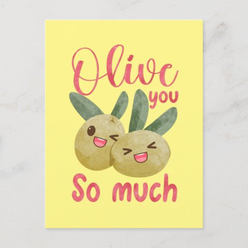 Olive You So Much Funny Food Pun Postcard