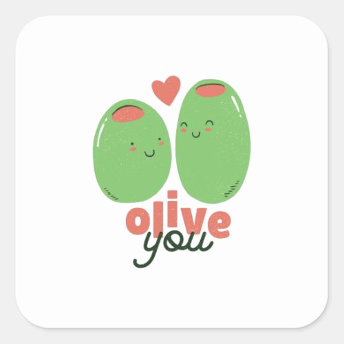 Olive You Square Sticker
