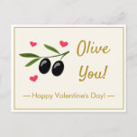 Olive You Valentine's Day Food Pun Postcard