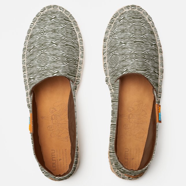 Olive Zebra Stripes Abstract Espadrilles (Front)