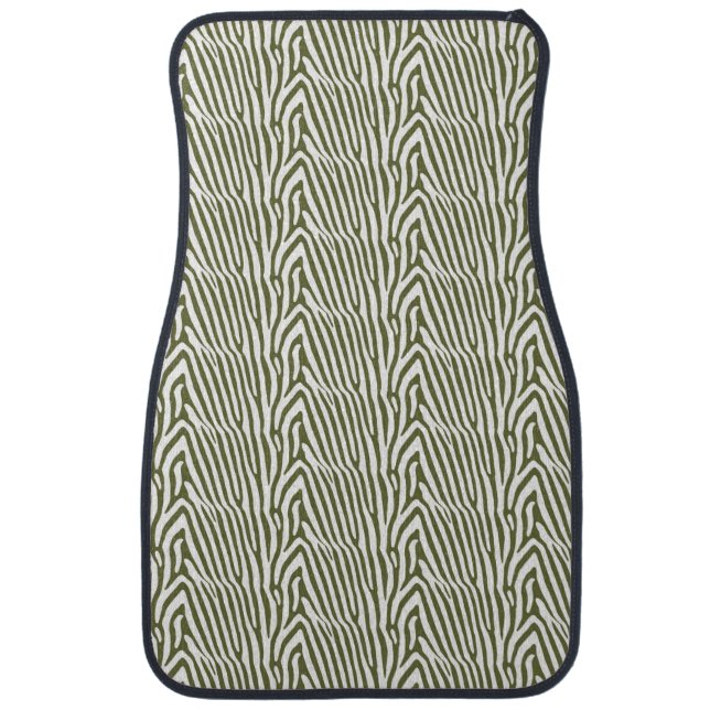 OLIVE ZEBRA STRIPES CAR FLOOR MAT (Front)