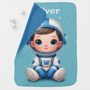 Oliver Astronaut in Space Baby Blanket