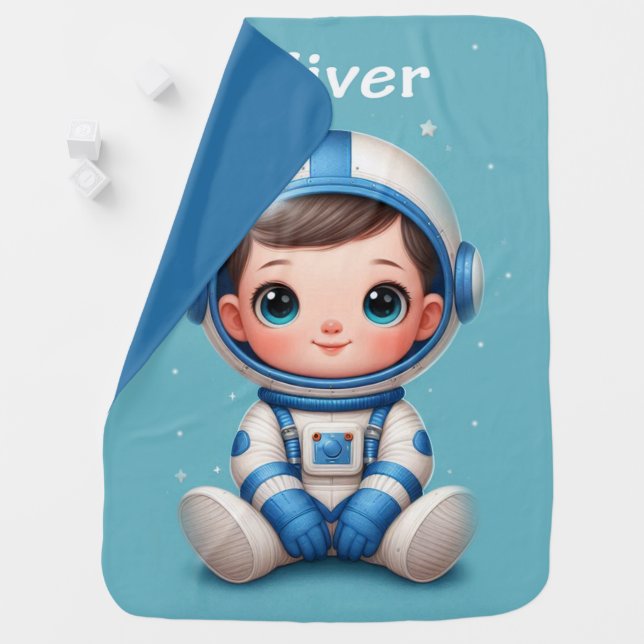 Oliver Astronaut in Space Baby Blanket (In Situ)