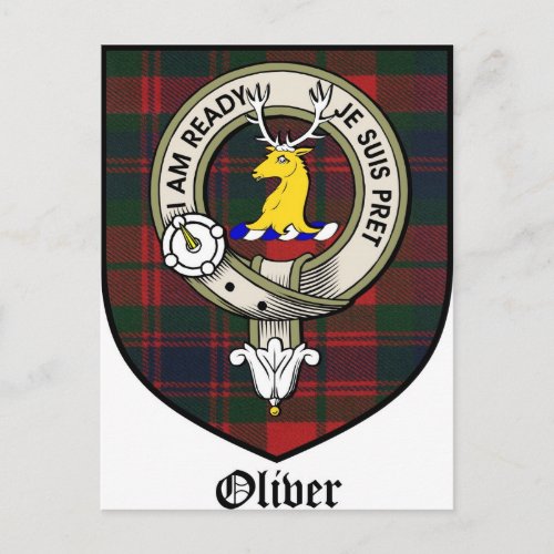 Oliver Clan Crest Badge Tartan Postcard