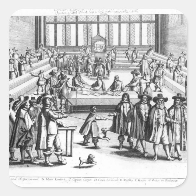 Oliver Cromwell  Dissolving The Parliament Square Sticker (Front)