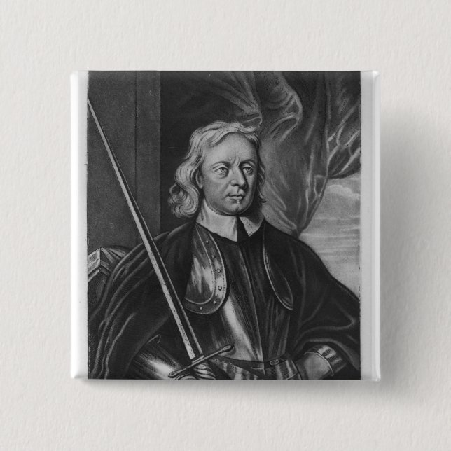 Oliver Cromwell  illustration Button (Front)