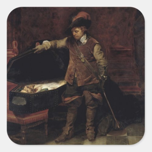 Oliver Cromwell  Opening the Coffin of Charles Square Sticker