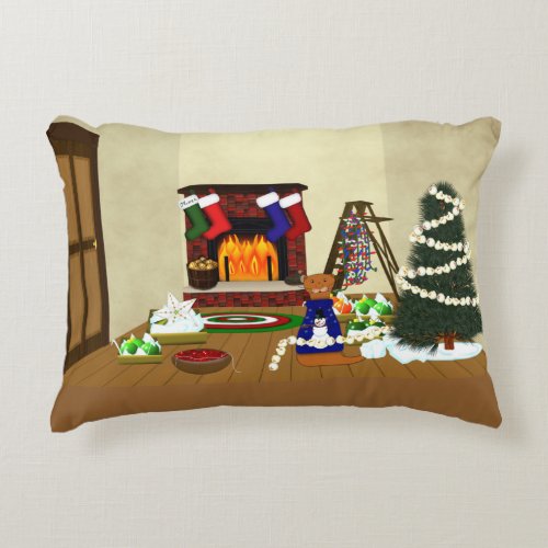 Oliver Decorates for Christmas Accent Pillow