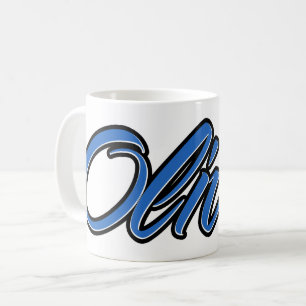 Oliver first name last name blue cup coffee cup