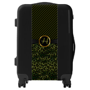 Oliver Green Leopard Animal Print - Monogram Luggage