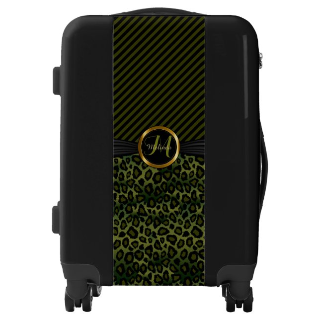 Oliver Green Leopard Animal Print - Monogram Luggage (Front)