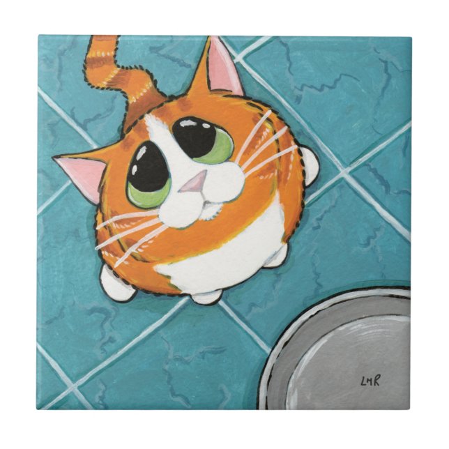 Oliver | Hungry Ginger Tabby Cat Art Tile (Front)