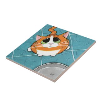 Oliver | Hungry Ginger Tabby Cat Art Tile tile