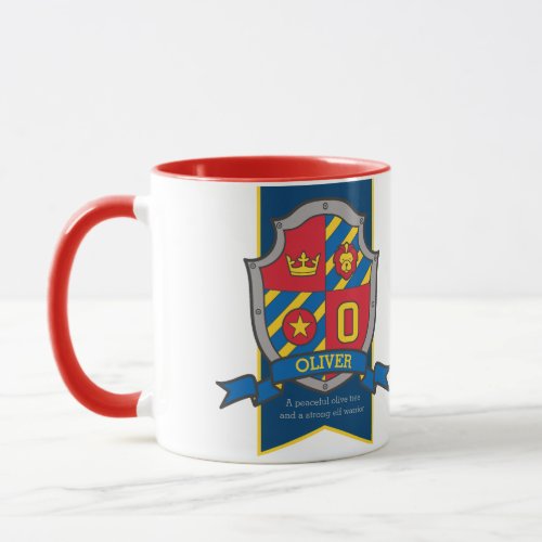 Oliver knight shield red blue name meaning mug