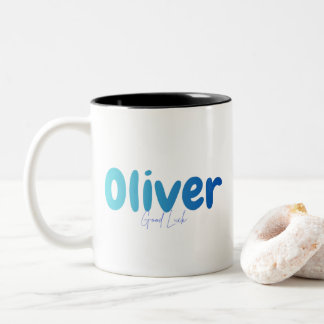 Oliver Name Gift - Good Luck - Personalized Design Two-Tone Coffee Mug