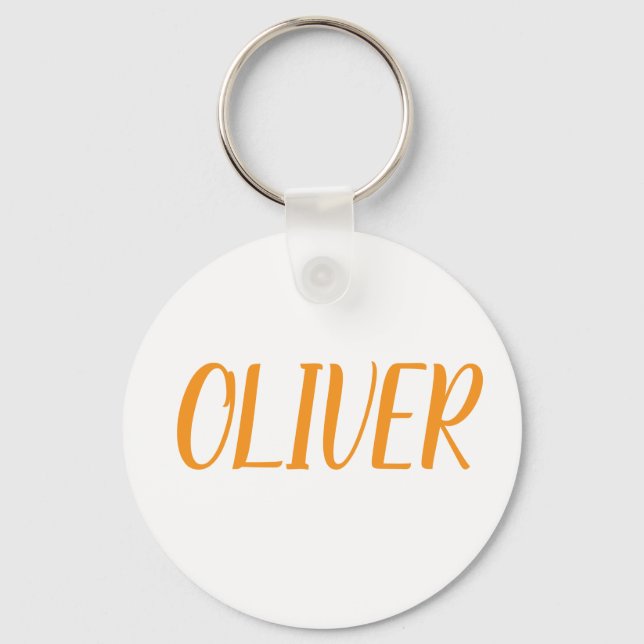 Oliver name Metal ring keychain (Back)