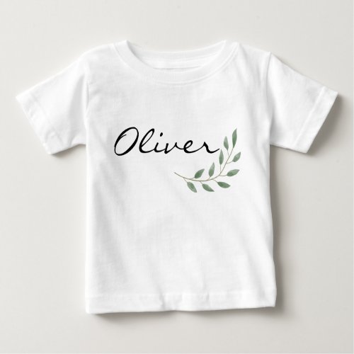 Oliver Name Reveal Romper Newborn Nature Leaf Baby