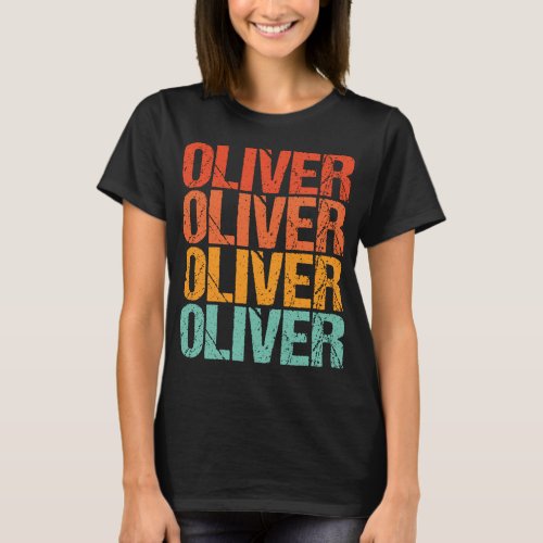 Oliver Name Vintage Retro Men Boys Retro Names T_Shirt