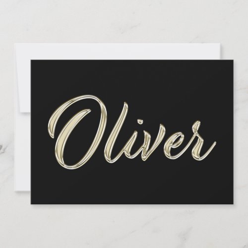 Oliver Name white gold Handwriting Card