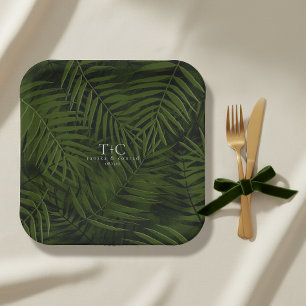 Oliver Oasis Palm Leaves Pattern Wedding ID1323 Paper Plates