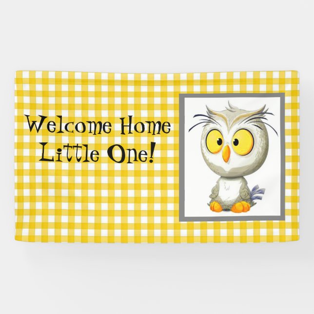 Oliver Owl Yellow & White Welcome Home Banner (Horizontal)