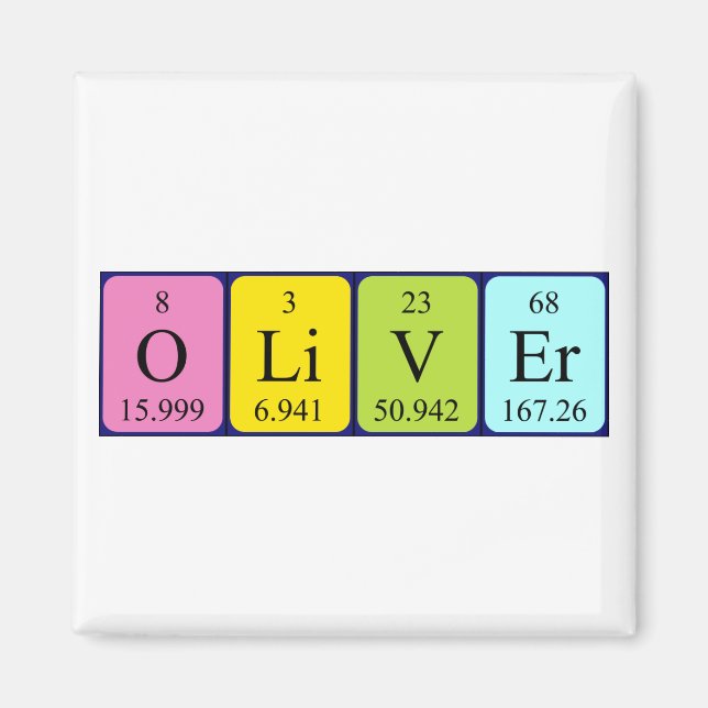 Oliver periodic table name magnet (Front)
