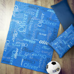 Oliver Personalized Name Shades Of Blue Fleece Blanket at Zazzle