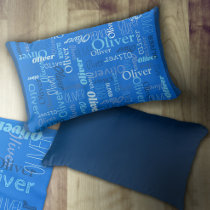 Oliver personalized name shades of blue lumbar pillow