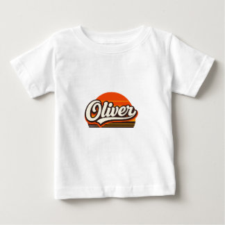 Oliver Retro Sunset Personalized Name Design Baby T-Shirt