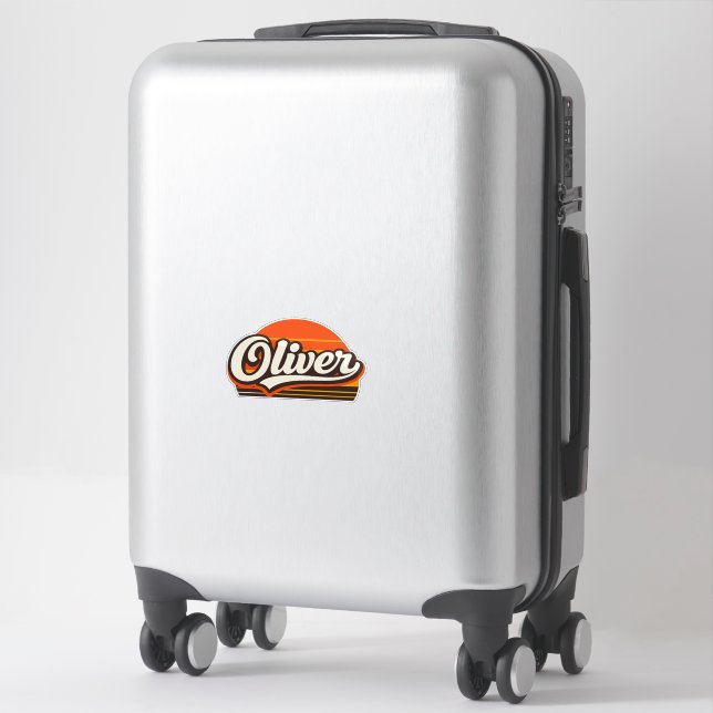 Oliver Retro Sunset Personalized Name Design Sticker (Suitcase)
