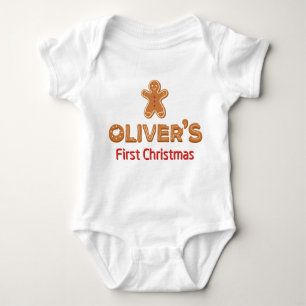 Oliver’s First Christmas Gingerbread Personalized Baby Bodysuit