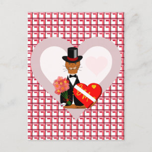 Oliver’s Valentines Date With Heart Background Thr Postcard
