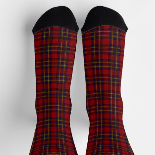 Oliver tartan red yellow blue plaid socks