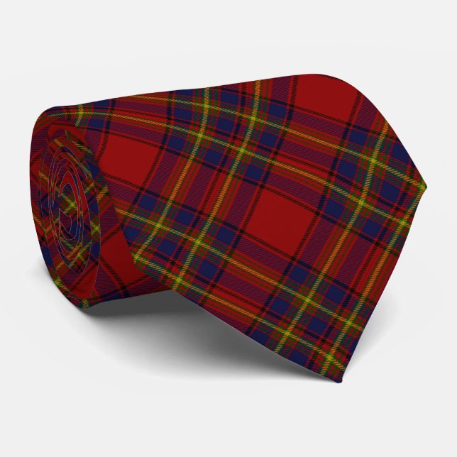Oliver tartan red yellow blue plaid tie (Rolled)