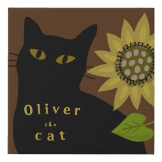 Oliver the Cat faux canvas sunflower painting art