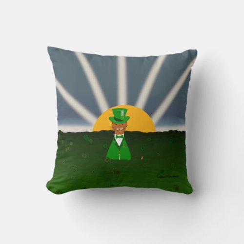 Oliver The Otter and Field of Shamrocks Throw Pill Throw Pillow