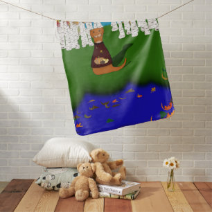 Oliver The Otter at River Wolf Lake in Autumn Baby Blanket