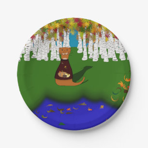 Oliver The Otter at River Wolf Lake in Autumn Paper Plates