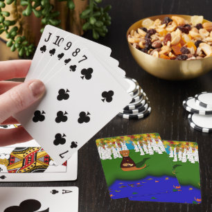 Oliver The Otter at River Wolf Lake in Autumn Poker Cards