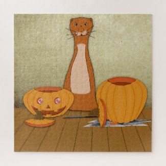 Oliver The Otter Carves a Pumpkin 