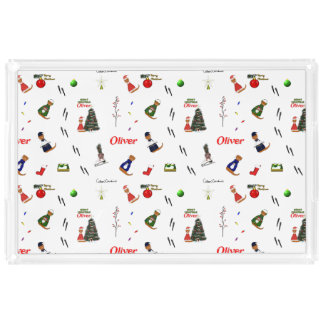 Oliver The Otter Christmas Random Pattern Acrylic Tray