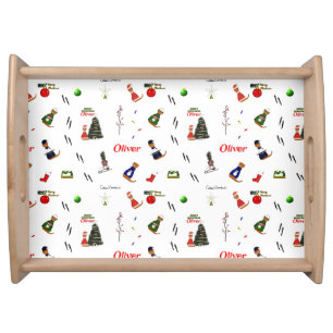 Oliver The Otter Christmas Random Pattern Serving Tray