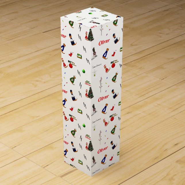 Oliver The Otter Christmas Random Pattern Wine Box (Front)