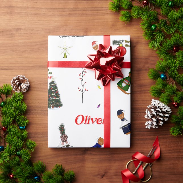 Oliver The Otter Christmas Random Pattern Wrapping Paper (Holiday Gift)