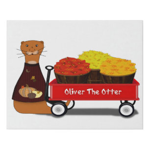 Oliver The Otter Gets Ready For Autumn Faux Canvas Print