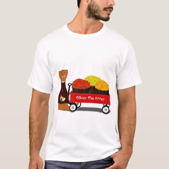 Oliver The Otter Gets Ready For Autumn T-Shirt (Front)