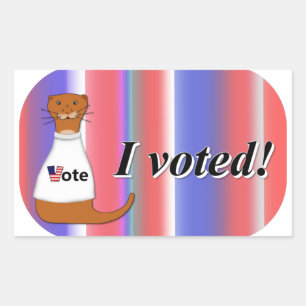 "Oliver The Otter I Voted Sticker" on Background Rectangular Sticker