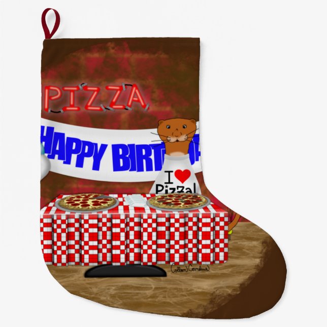 Oliver The Otter is 6 Years Old! Happy Birthday Large Christmas Stocking (Front)