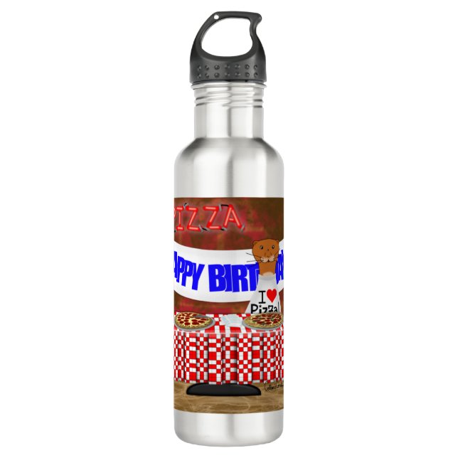 Oliver The Otter is 6 Years Old! Happy Birthday Stainless Steel Water Bottle (Front)